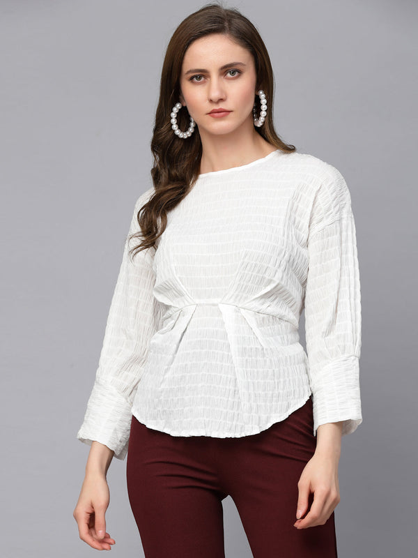 gipsy Gipsy White Textured Cotton Blouse White