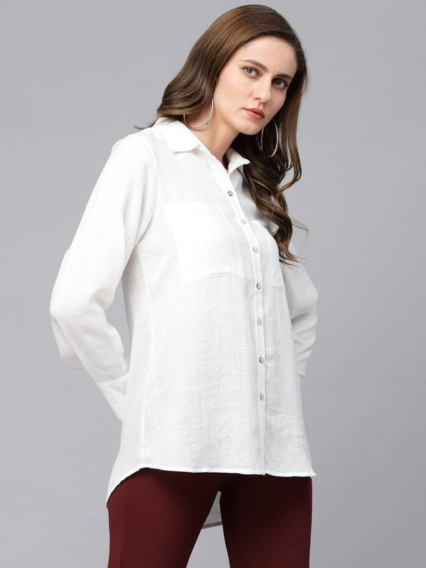 Gipsy Gipsy White Textured Cotton Shirt White