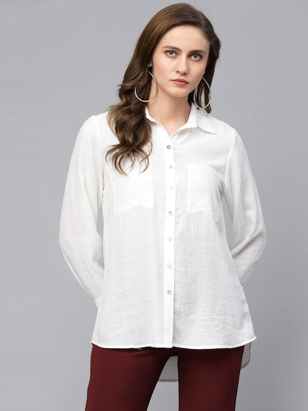 gipsy Gipsy White Textured Cotton Shirt White
