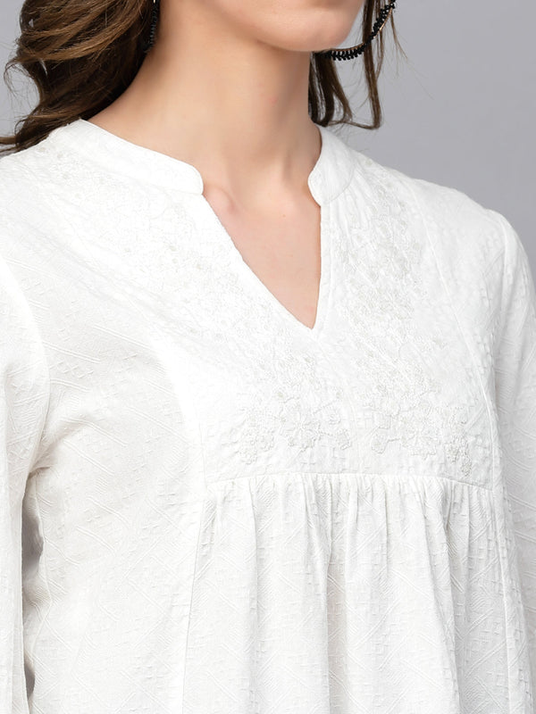 Gipsy Gipsy White Textured Cotton Tunic White