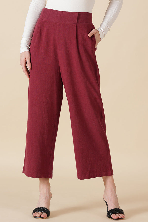 gipsy Gipsy Wine Cotton Ladies Pant Wine