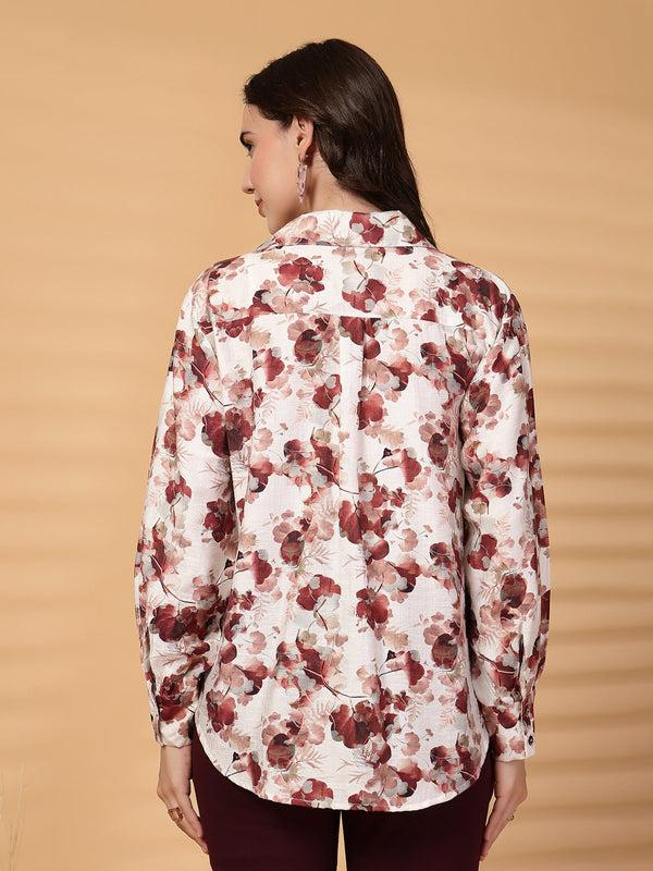 Gipsy Gipsy Wine Floral Cotton Shirt
