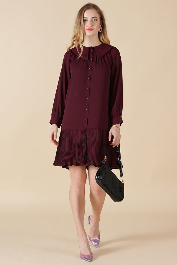 Gipsy Gipsy Wine Georgette Dress Wine