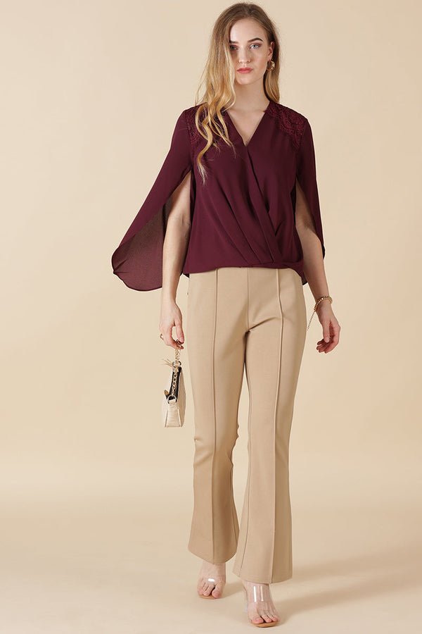 Gipsy Gipsy Wine Polyester Blouse Wine