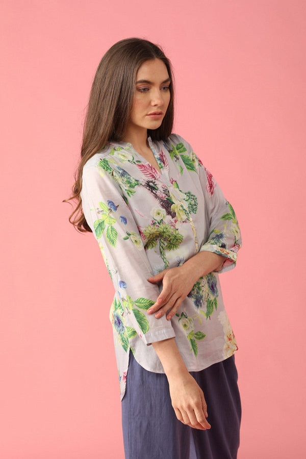 Gipsy Gipsy Women Polyester V-Neck Grey Tunic Grey