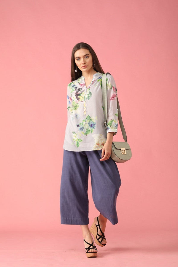 gipsy Gipsy Women Polyester V-Neck Grey Tunic Grey