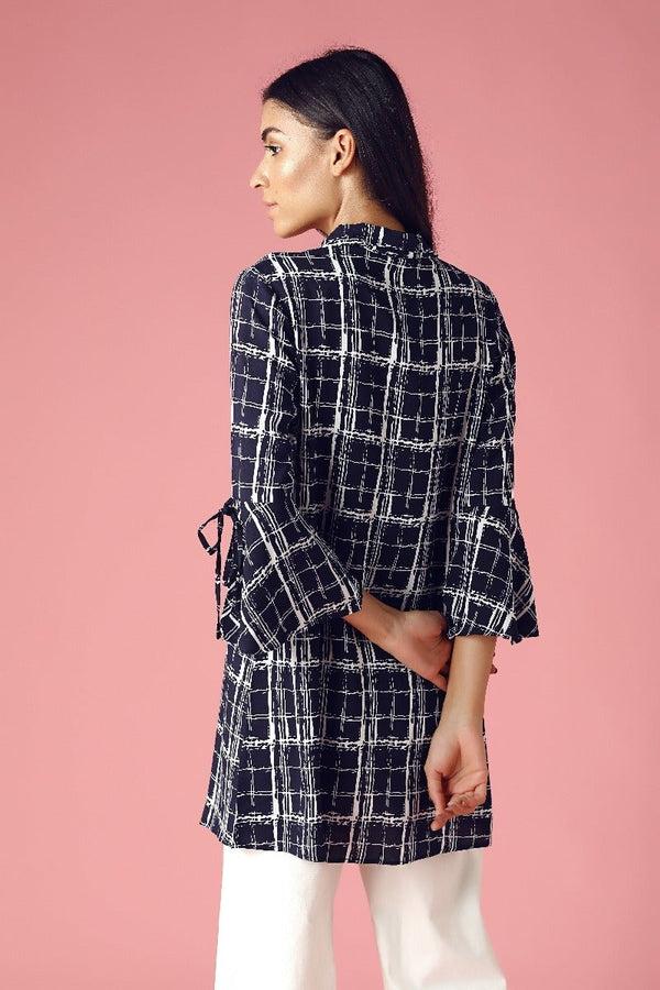 Gipsy GIPSY Womens Collared Printed Tunic Blue