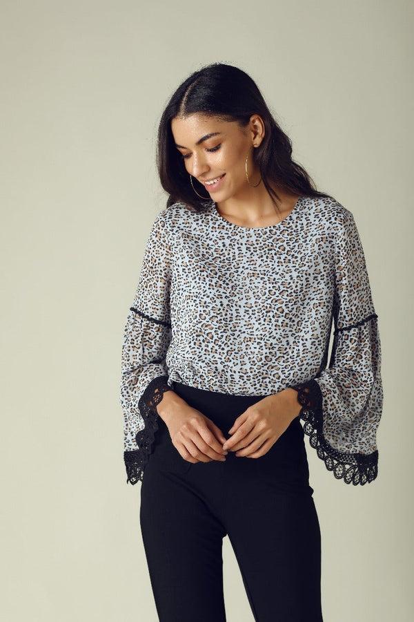 gipsy GIPSY Womens Round Neck Printed Tunic Blue