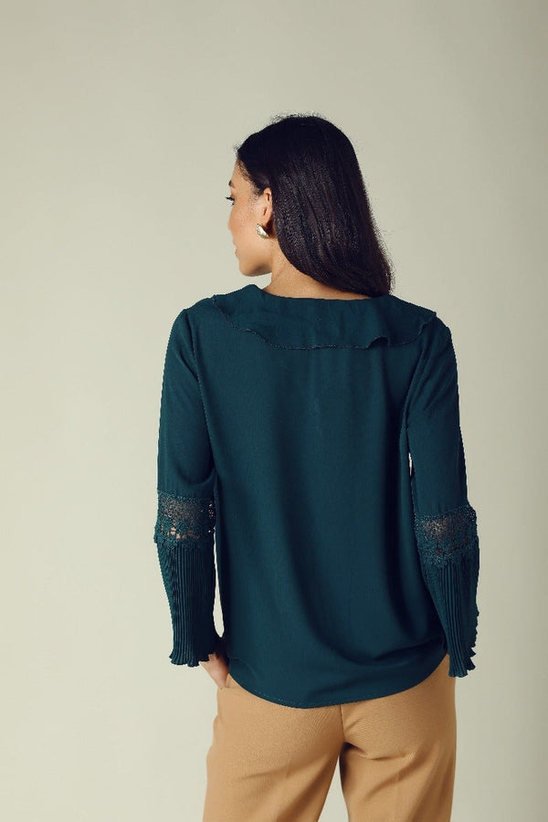 Gipsy GIPSY Womens V Neck Solid Top Green