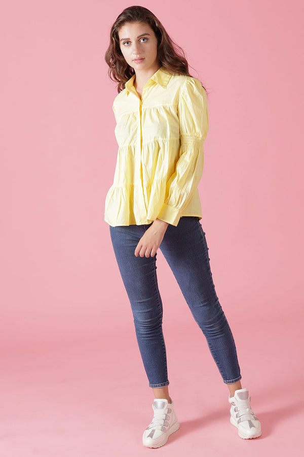 Gipsy Gipsy Yellow Cotton Shirt Yellow