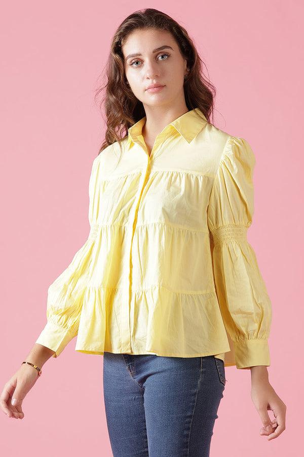 gipsy Gipsy Yellow Cotton Shirt Yellow
