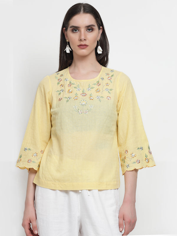 gipsy Gipsy Yellow Cotton Tunic Yellow