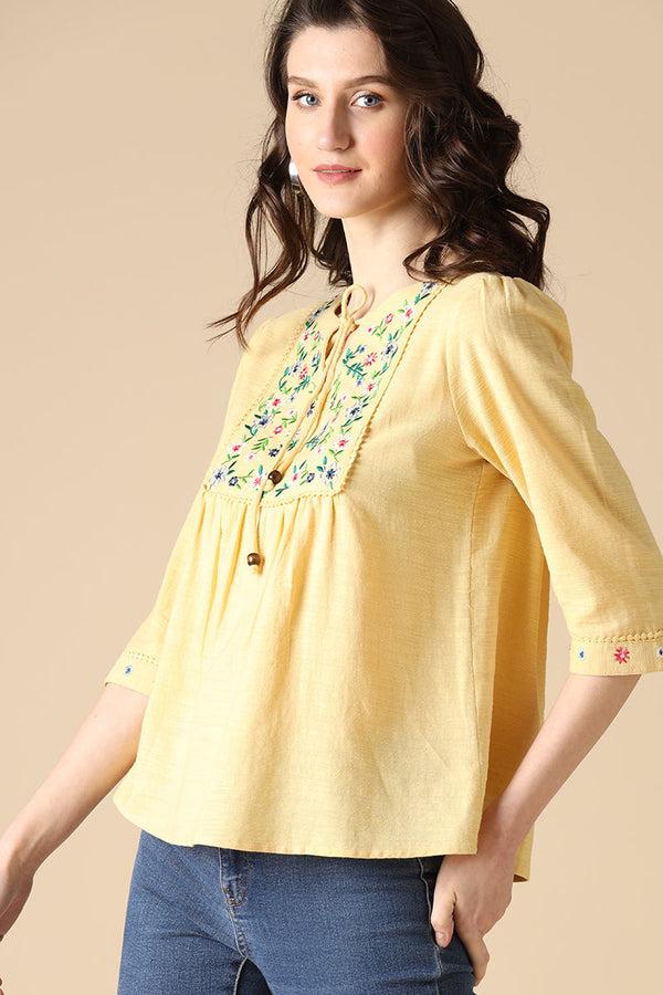 Gipsy Gipsy Yellow Fashion Cotton Tunic Yellow