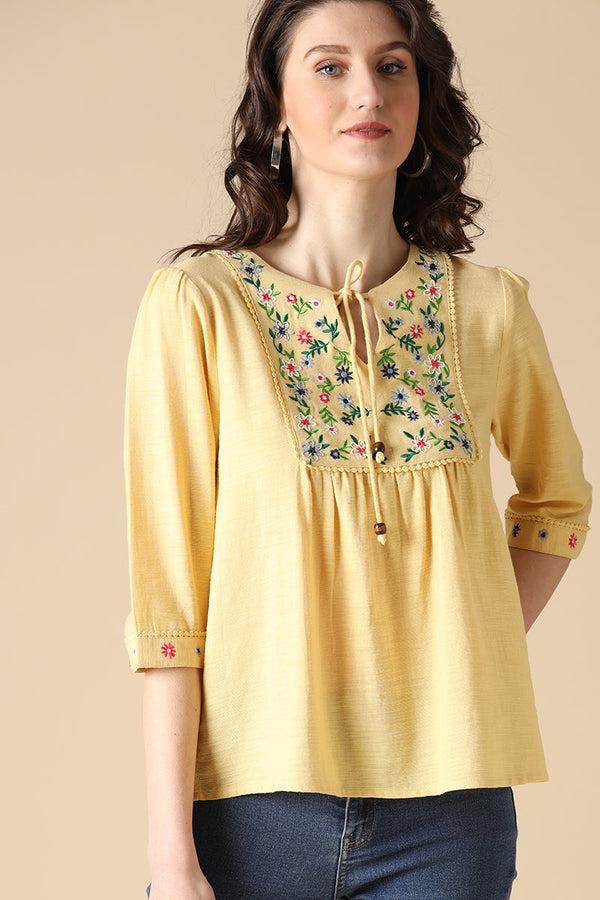 gipsy Gipsy Yellow Fashion Cotton Tunic Yellow