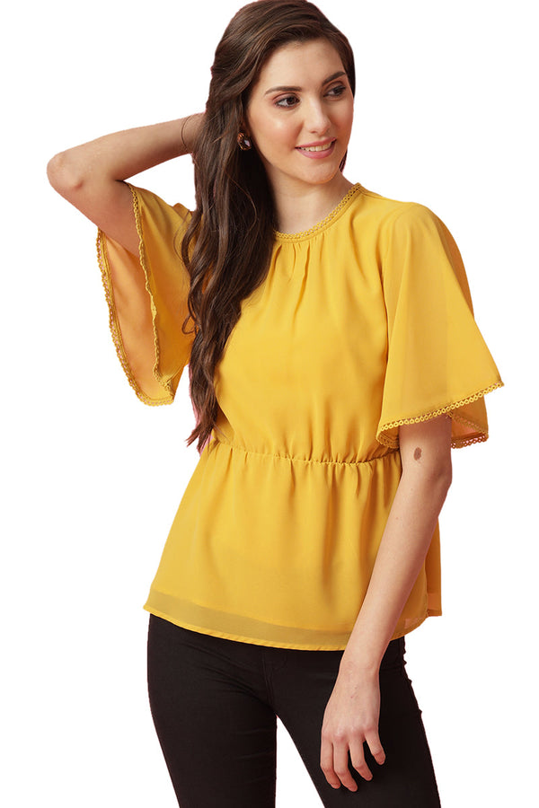 gipsy Gipsy Yellow Georgette Blouse