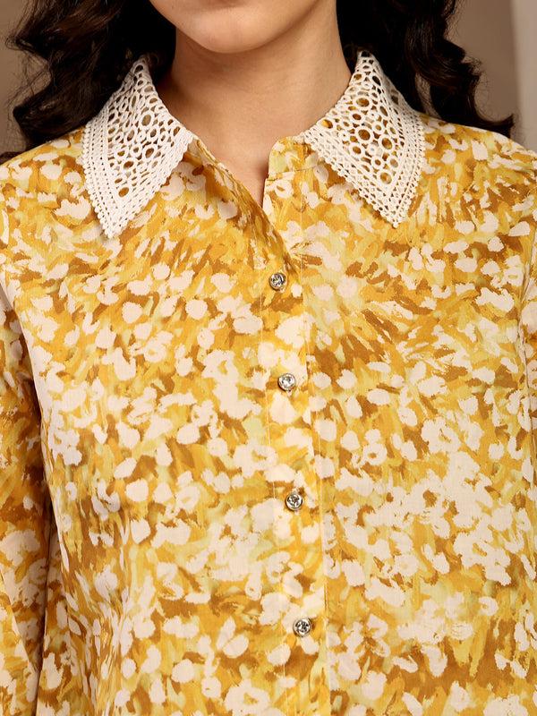 Gipsy Gipsy Yellow Printed Cotton Shirt Yellow