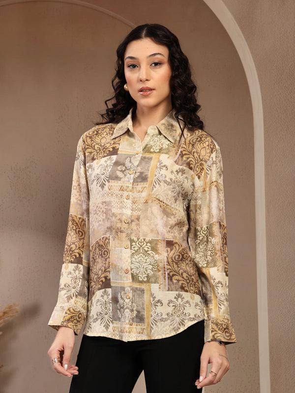 Gipsy Gipsy Yellow Printed Shirt