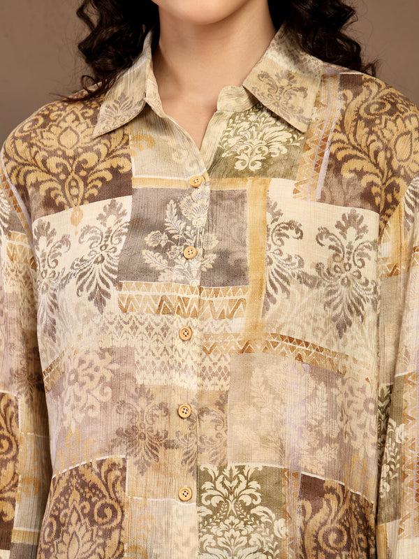 Gipsy Gipsy Yellow Printed Shirt