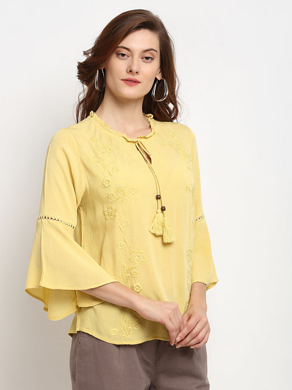 Gipsy Gipsy Yellow Rayon Crepe Tunic