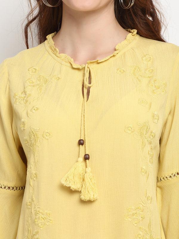 Gipsy Gipsy Yellow Rayon Crepe Tunic