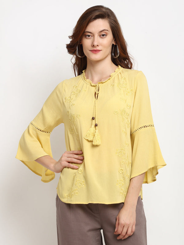 gipsy Gipsy Yellow Rayon Crepe Tunic