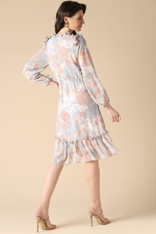 Gipsy Gipsy Grey Fashion Round Neck Georgette Dress Grey