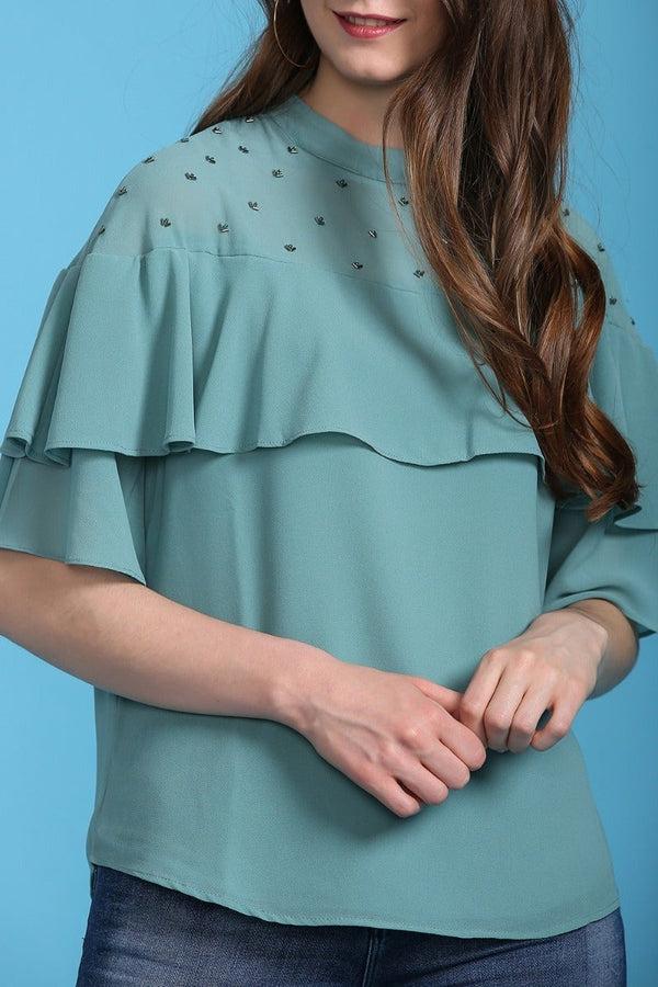 Gipsy High Neck Aqua Top Sage