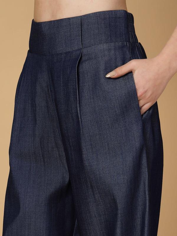 Gipsy Gipsy Indigo Elasticated Cotton Denim Pants Indigo
