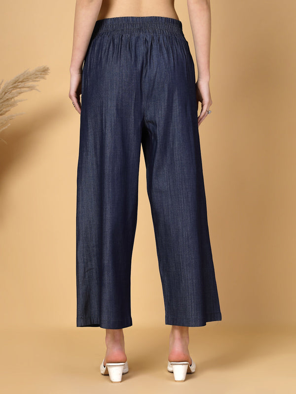 Gipsy Gipsy Indigo Elasticated Cotton Denim Pants Indigo
