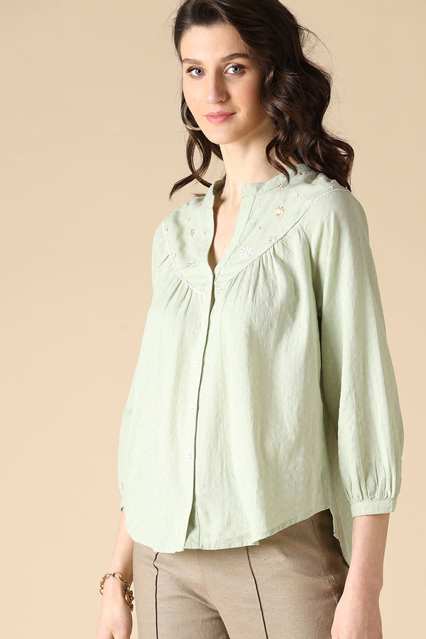 Gipsy Gipsy Light Green Fashion Cotton Shirt Light Green