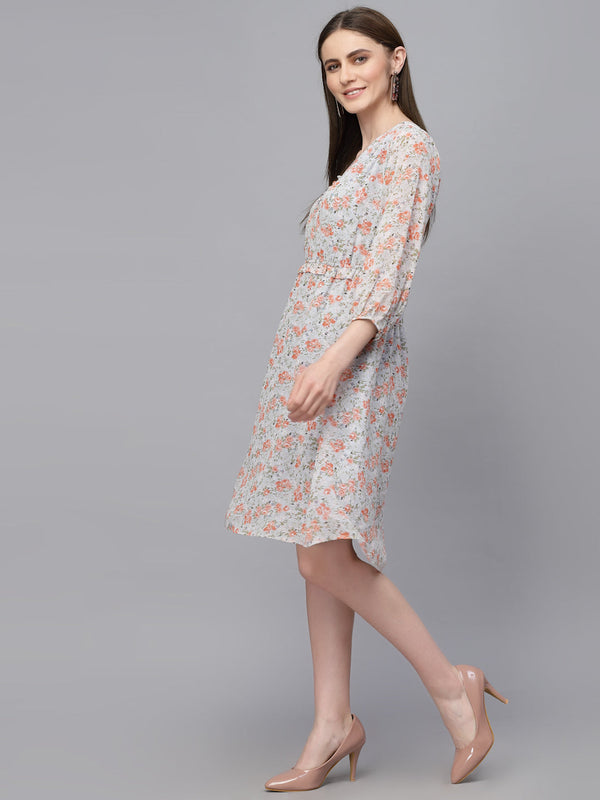 Gipsy Gipsy Light Grey/D. Grey Georgette Dress Light Grey/D. Grey