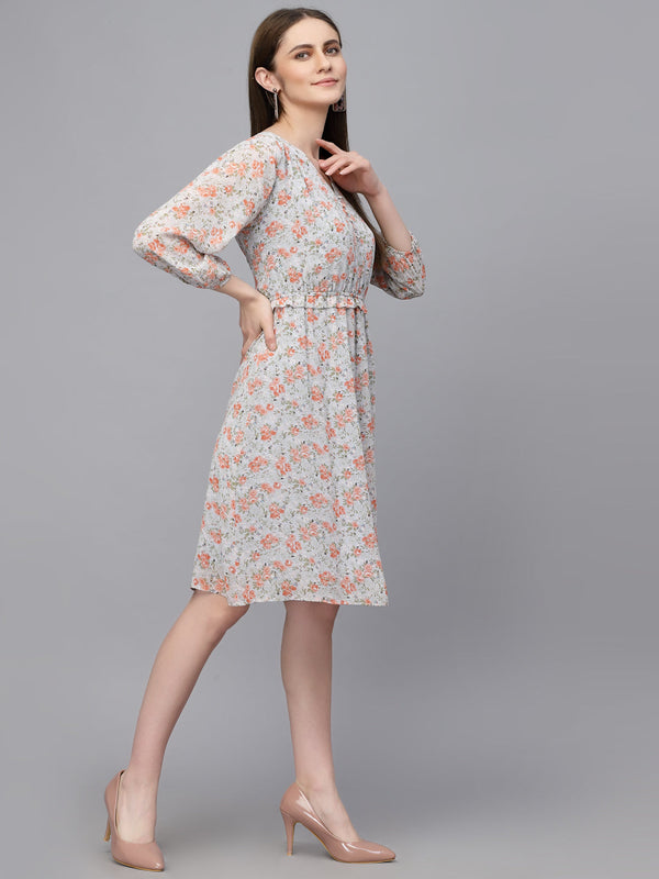 Gipsy Gipsy Light Grey/D. Grey Georgette Dress Light Grey/D. Grey