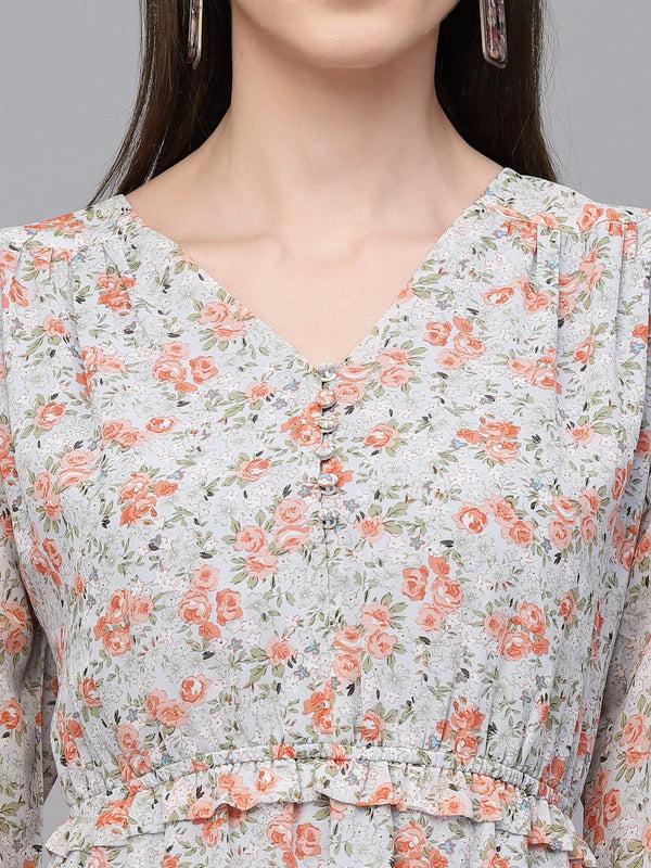 Gipsy Gipsy Light Grey/D. Grey Georgette Dress Light Grey/D. Grey