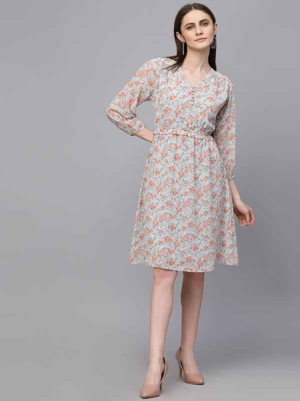 gipsy Gipsy Light Grey/D. Grey Georgette Dress Light Grey/D. Grey