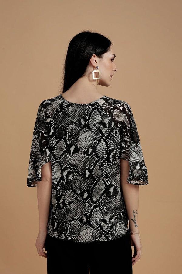 Gipsy Majestic Animal Print Top Black