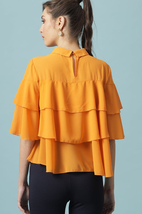 Gipsy Gipsy Mango Medium Length Choker Neck Polyester Blouse Mango