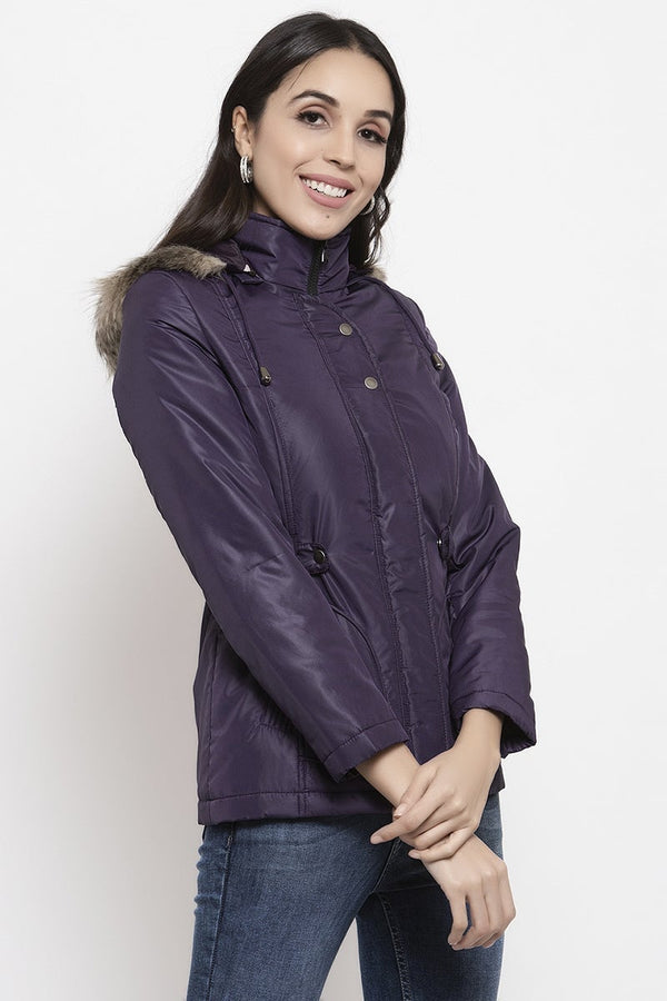 Gipsy Gipsy Mauve Self Design Polyester Hoodie Jacket Mauve