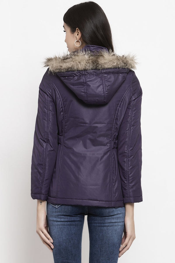 Gipsy Gipsy Mauve Self Design Polyester Hoodie Jacket Mauve