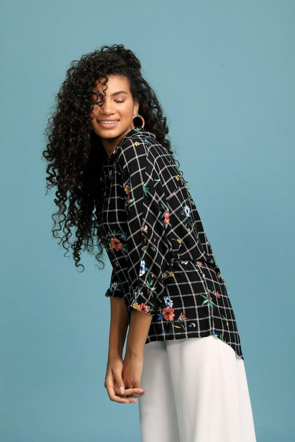 Gipsy Maze Black Floral Top Black