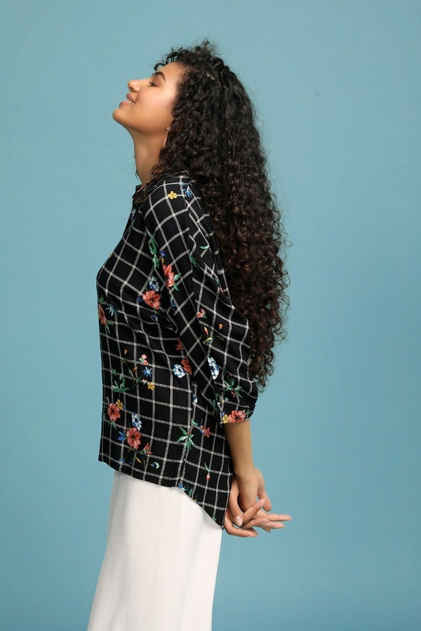 Gipsy Maze Black Floral Top Black