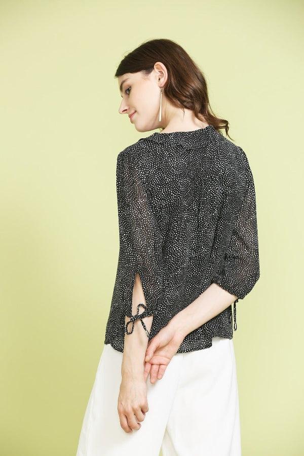 Gipsy Monochrome Printed Top Black