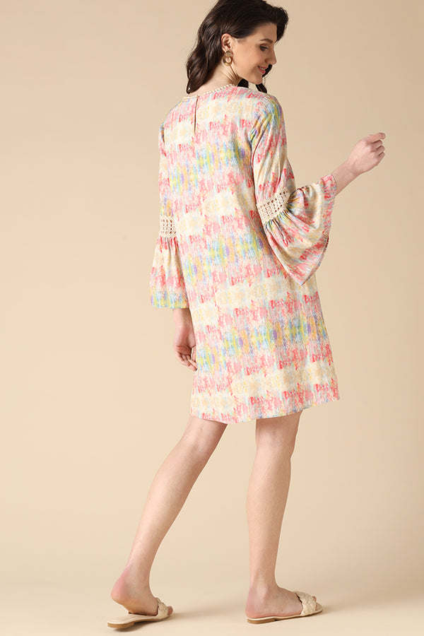 Gipsy Gipsy Multi Fashion Round Neck Rayon Dress Multi