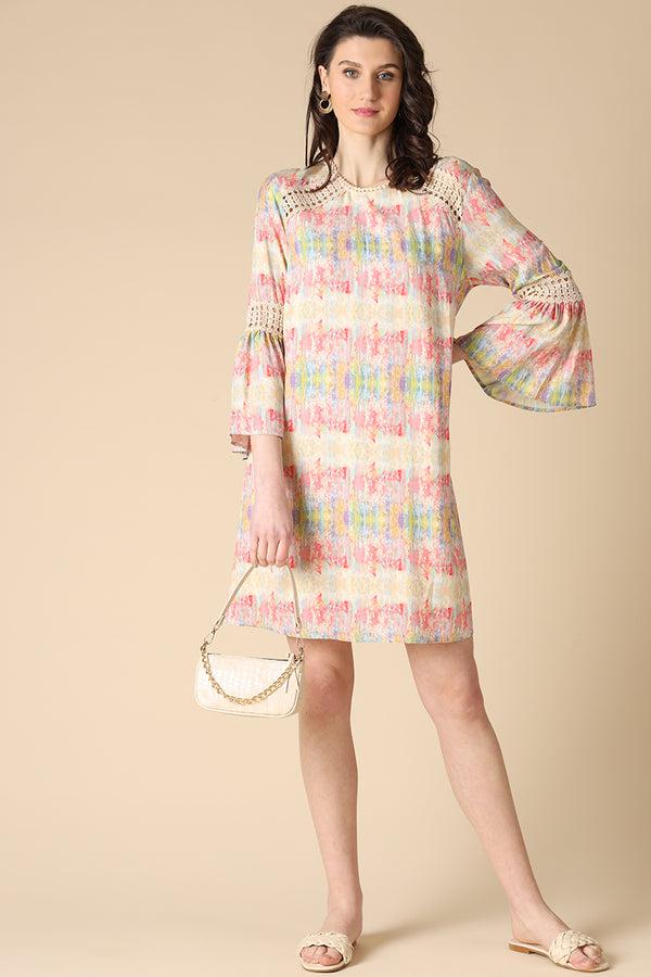 gipsy Gipsy Multi Fashion Round Neck Rayon Dress Multi