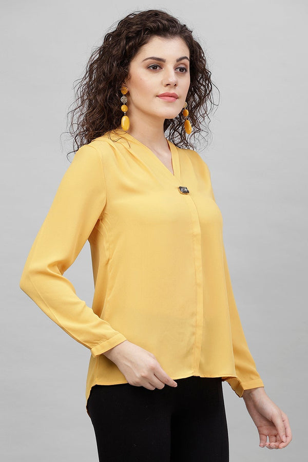 Gipsy Gipsy Mustard Floral Print Polyester Tunic Mustard