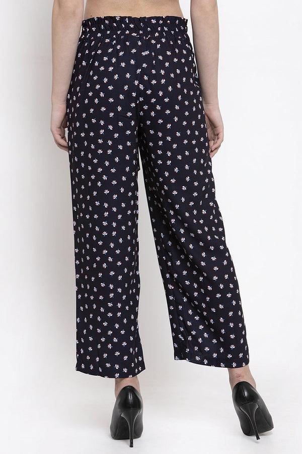Gipsy Navy Ditsy Printed Polyester Pant Navy Ditsy