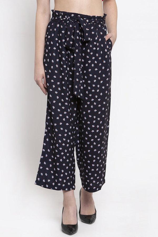 gipsy Navy Ditsy Printed Polyester Pant Navy Ditsy