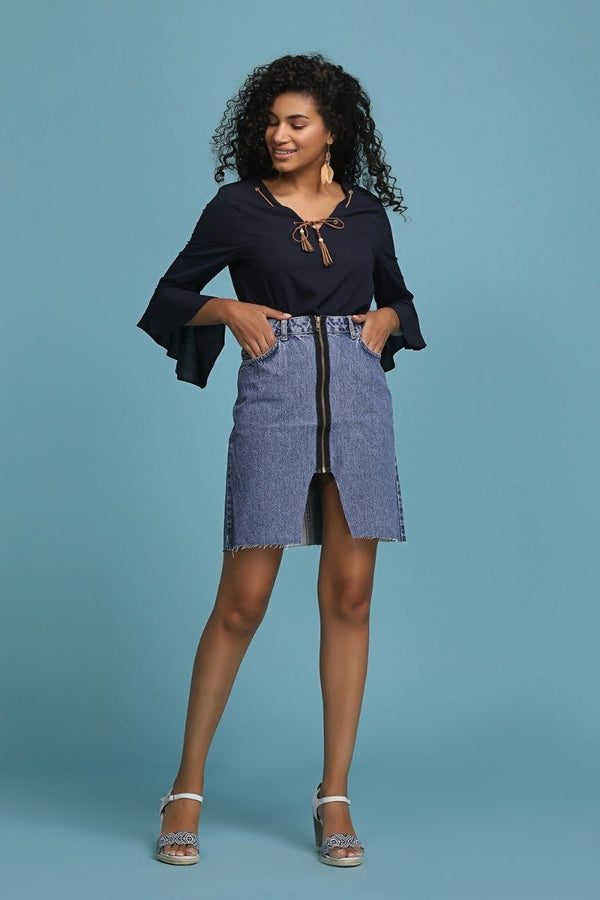 Gipsy Navy Tassel Away Top Blue