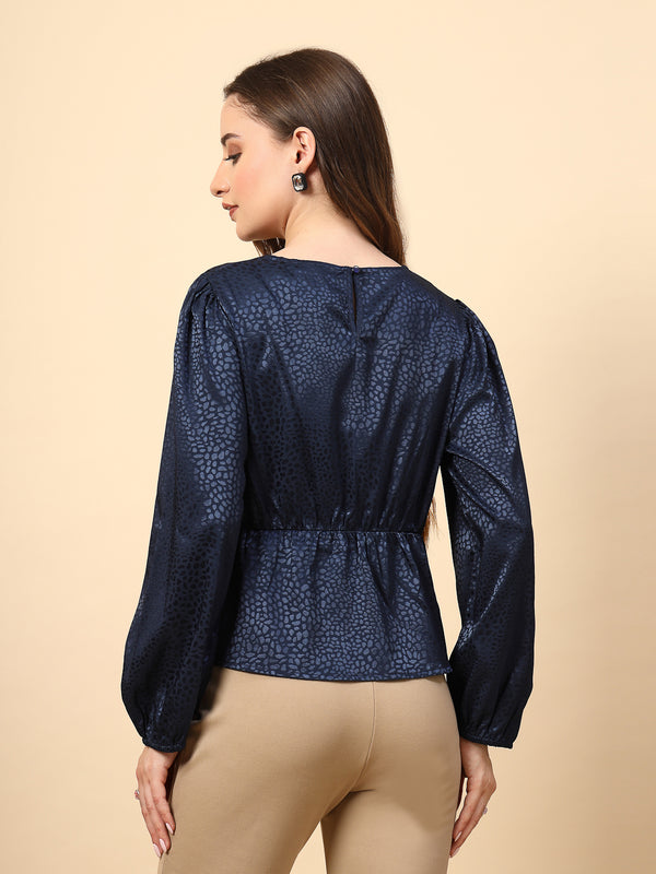 Gipsy Navy Top With Front Fabric Knotting