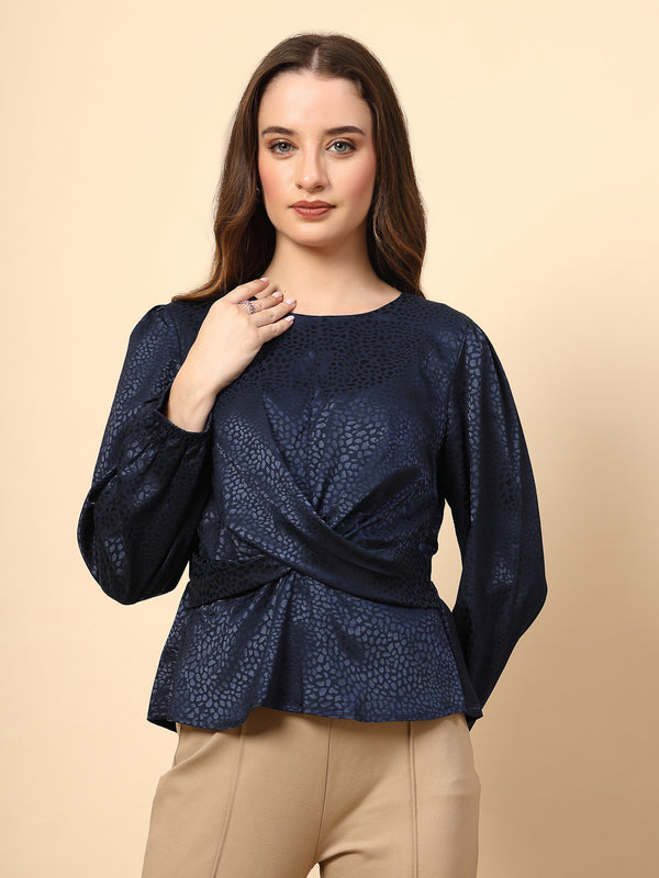 gipsy Navy Top with Front Fabric Knotting