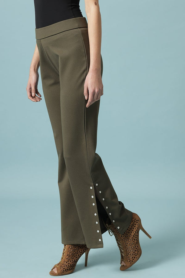 Gipsy Olive Solid Knitted Bootcut Jegging Olive